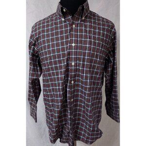 Lauren Ralph Lauren Mens 16.5/32-33 Red Plaid Classic Fit No Iron Button Shirt